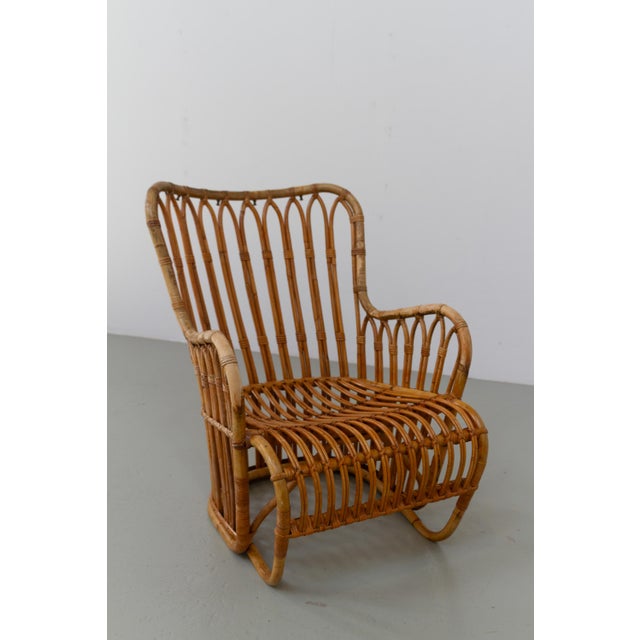 1940s Danish Rattan Lounge Chair by Tove Kindt-Larsen for R. Wengler, 1940s For Sale - Image 5 of 18