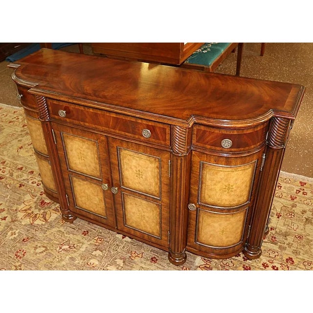 Maitland Smith Mahogany and Leather Paneled Buffet Sideboard Server For Sale In New York - Image 6 of 11