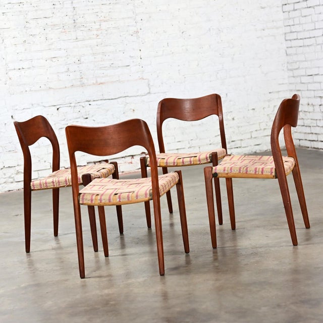 Neils O Moller Scandinavian Modern Model 71 Teak Dining Chairs by j.l. Mollers Mobelfabrik Set of 4 Unupholstered For Sale - Image 12 of 12