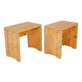 Charlotte Perriand for Les Arcs 1600, Attributed Pair of Carved Pine Stools, 1960s For Sale