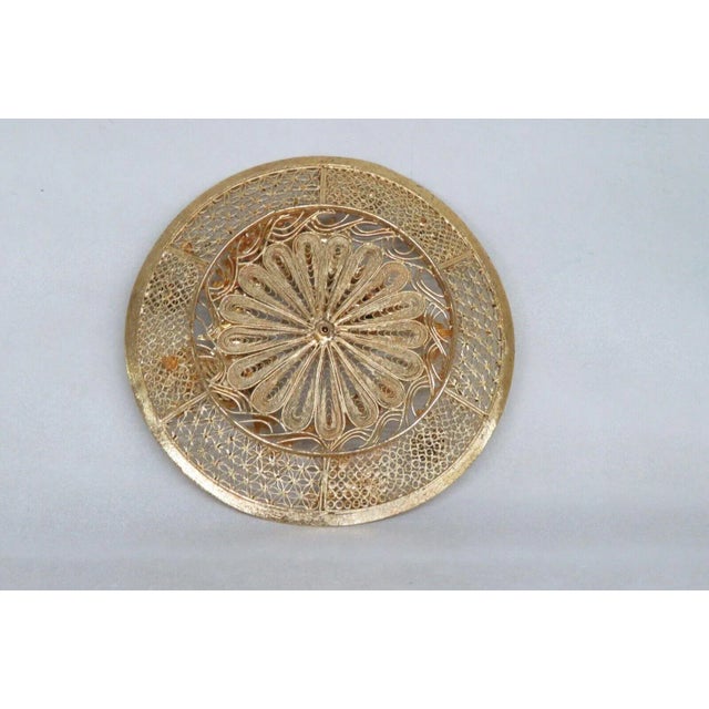 Metal Chinese Gold Filigree Gilt Enamel Dragon Phoenix 3d Decorative Plate For Sale - Image 7 of 12