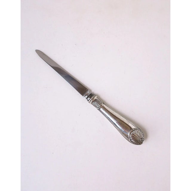 English English Sterling Silver Letter Opener Scallop Seashell Design Sheffield For Sale - Image 3 of 13