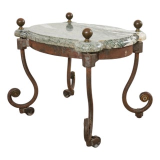 Country English Iron Marble Bronze Drink Table Trivet For Sale