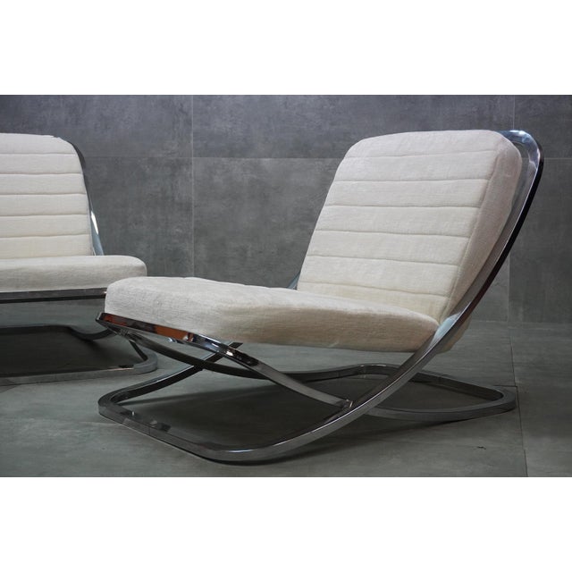 Mid-Century Modern Steel Armchairs, 1970s, Set of 2 For Sale - Image 3 of 8
