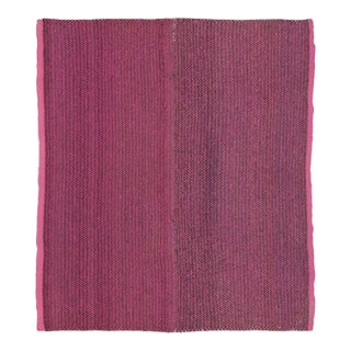 Vintage Frazada Kilim in Pink and Black Geometric Striped Pattern - Rug & Kilim For Sale