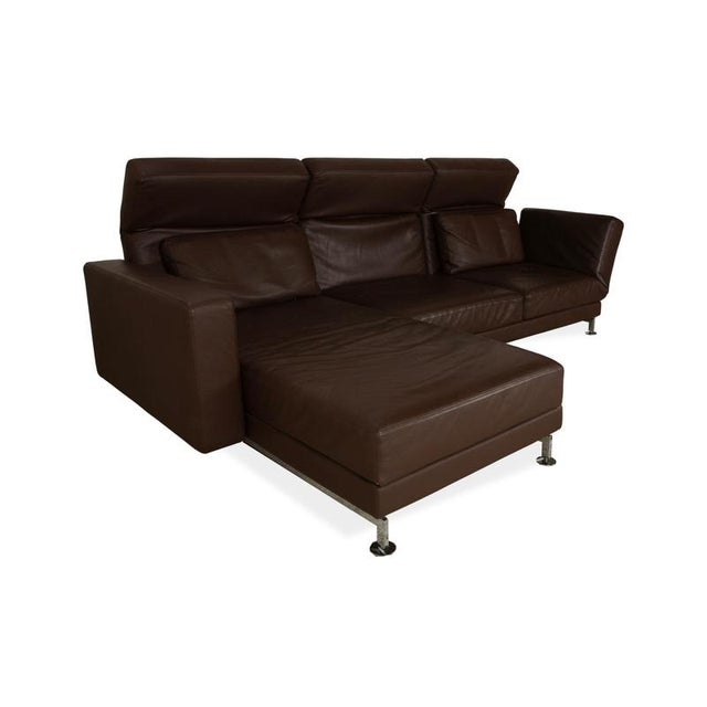 Modern Moule Leather Corner Sofa in Brown from Brühl For Sale - Image 3 of 11