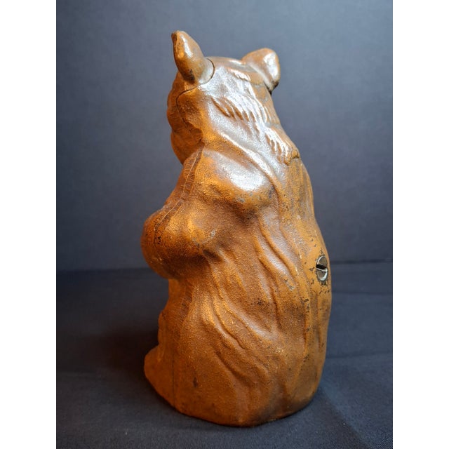Metal Antique Hubley Cast Iron Bear Honey Pot Still Bank Exceptional Original Paint 30s For Sale - Image 7 of 13