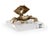 Brass crab sculpture with hinged lid on acrylic base. 3h x 7.3w x 6.5d