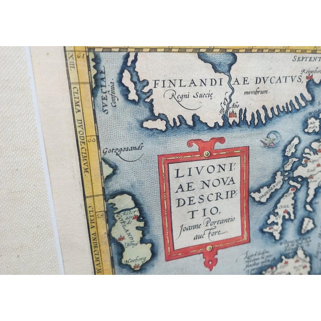 Tan Original Map From 1580s by Ortelius of Parts Baltic, Germany, Poland, Romania For Sale - Image 8 of 9