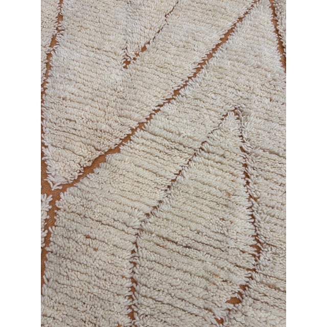 Textile Ivory and Terracotta Moroccan Wool Rug For Sale - Image 7 of 8