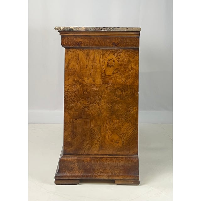 Brown Late 20th Century Henredon "Charles X" French Neoclassical Burl & Marble Top Commode Chest For Sale - Image 8 of 13