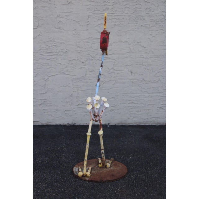 Industrial Metal Rooster Sculpture Garden Statue For Sale - Image 12 of 18