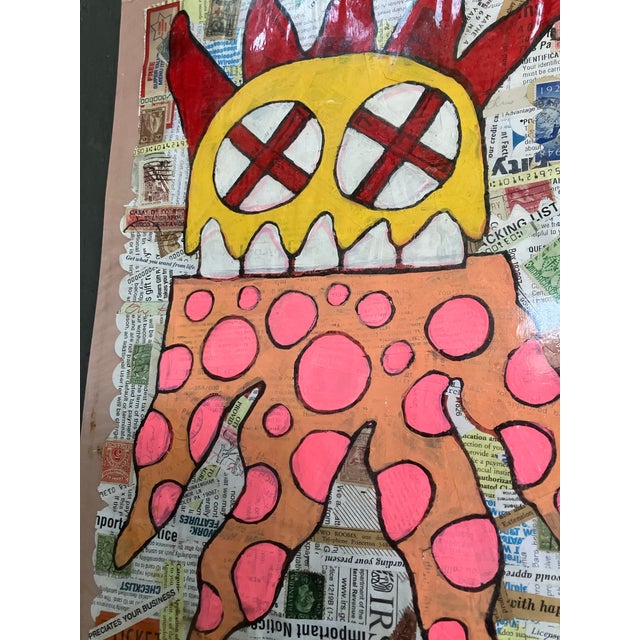 1980’s original Wayne Cunningham abstract painting / collage with some vintage paper. Measures approximately 10x15. Check...