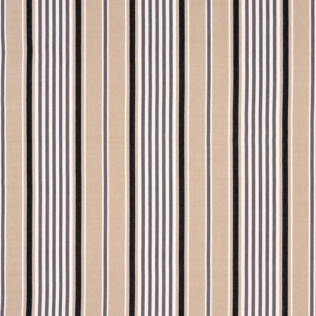 Schumacher Minzer Cotton Stripe Fabric in Neutral For Sale