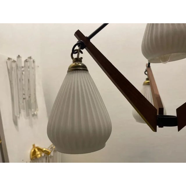 Vintage Opaline Glass Chandelier, 1950s For Sale - Image 7 of 10