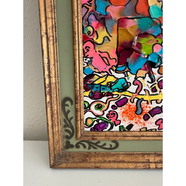 Serg Graff "Find Mr. Squiggle" Abstract Acrylic Painting Framed Outsider Art Coa For Sale - Image 4 of 8