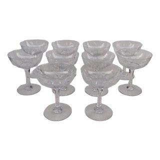 VIC Champagne Coupes in Crystal from Saint Louis, 1930s, Set of 10 For Sale