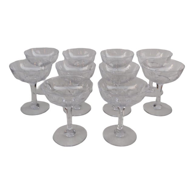 VIC Champagne Coupes in Crystal from Saint Louis, 1930s, Set of 10 For Sale
