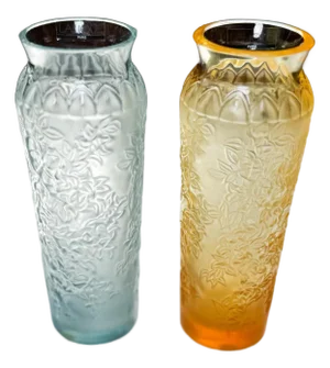 Vintage Lalique Crystal Vases: Bougainvillier Floral Relief, Signed French Art Glass