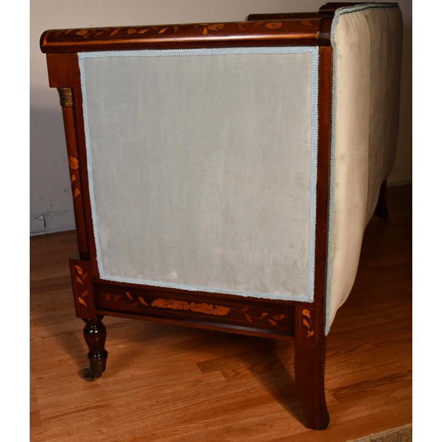 1840s Antique Dutch Marquetry Mahogany & Satinwood Inlay Spring-Seat Sofa For Sale - Image 11 of 12