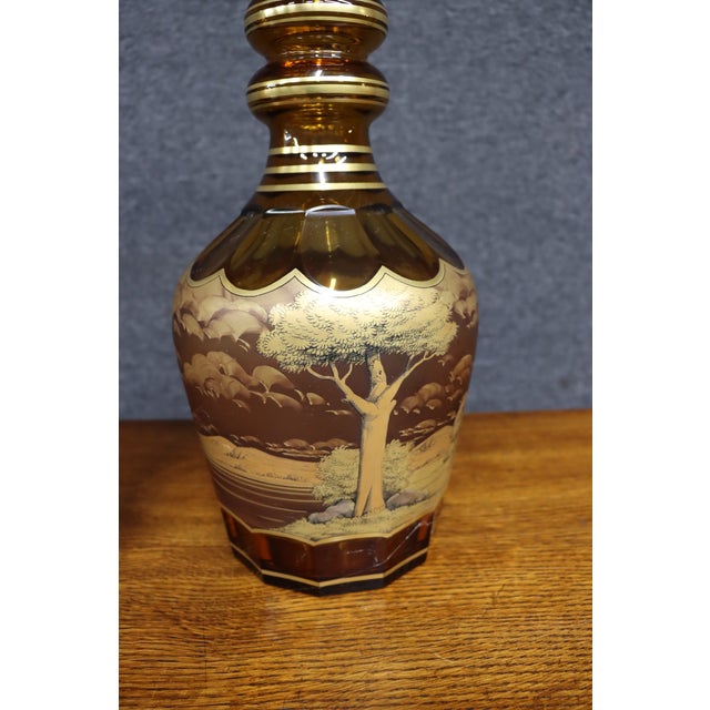 Late 20th Century Bohemian Glass Decanter and Vase Set With Horse-Drawn Carriage Scenes, Set of 3 For Sale - Image 17 of 18