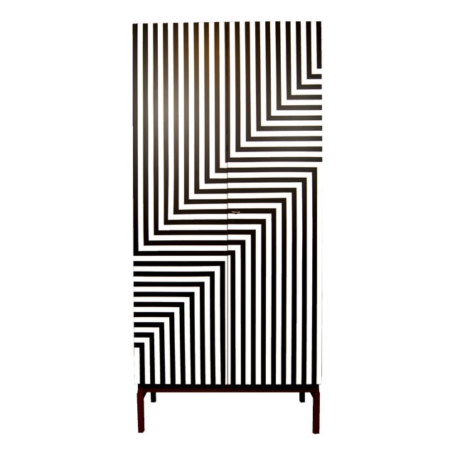 Vintage Polish Wardrobe with Op Art Motif, 1970s For Sale