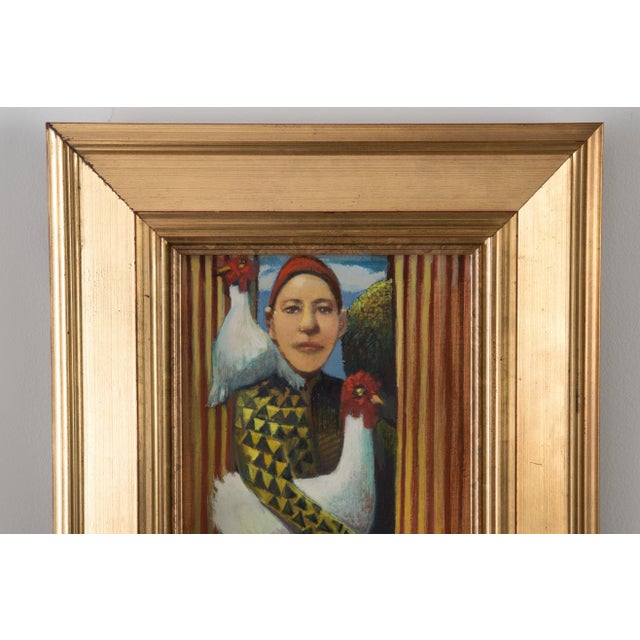 The painting itself is 10" high x 8" wide presented in a gilt frame. James Feehan's paintings are described as "a song...