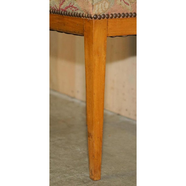 Biedermeier Swedish Walnut Dressing Table Stool with Embroidered Top, 1880s For Sale - Image 11 of 18