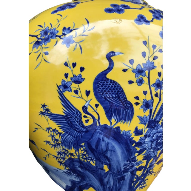 Lg Old Famille Jaune Ginger Jars - a Pair For Sale - Image 4 of 13