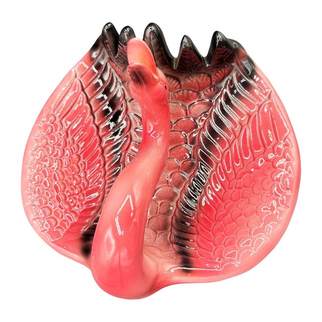 1983 Pink Flamingo Ceramic Ashtray W/ Holder by Sarsaparilla For Sale - Image 4 of 7