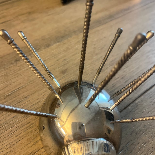 Mid-Century Modern 1960s Mid-Century Modern Sterling Silver 10 Appetizer Sticks in Hedgehog For Sale - Image 3 of 9