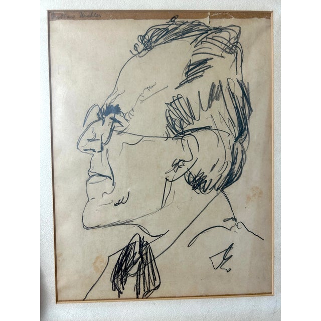 Realism Early 20th Century Gustav Mahler Graphite Drawing by Benedikt Fred Dolbin, Framed For Sale - Image 3 of 8