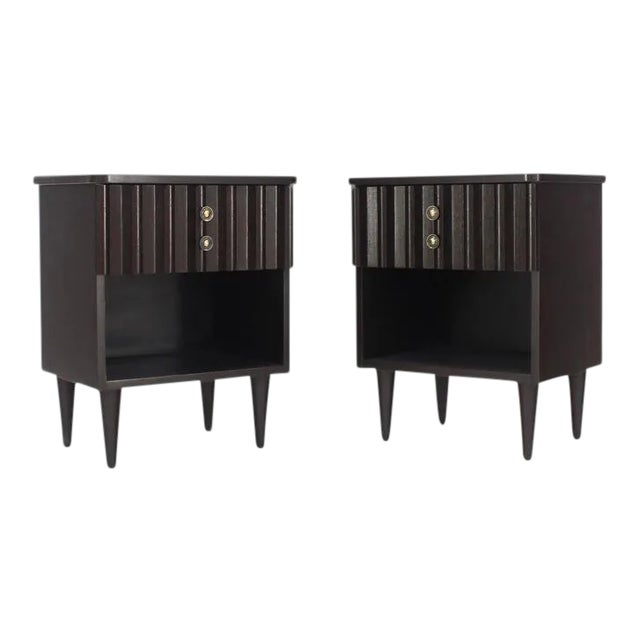Mid Century Modern Ebonized Side Tables - a Pair For Sale