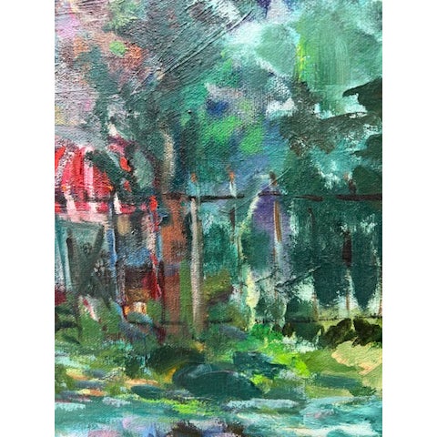 Vintage Framed Impressionist Painting of Garden Pond With Rowboat, Signed "Spehar," For Sale - Image 4 of 14