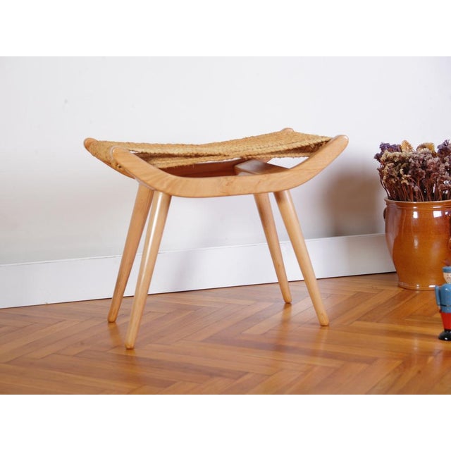1960s Mid-Century Raffia Stool from Uluv, 1960s For Sale - Image 5 of 15