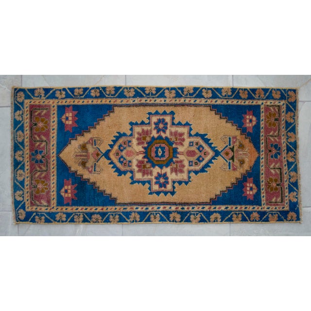 Textile Hand Knotted Door Mat, Entryway Rug, Bath Mat, Kitchen Decor, Small Rug, Turkish Rug - 1′8″ × 3′6″ For Sale - Image 7 of 10