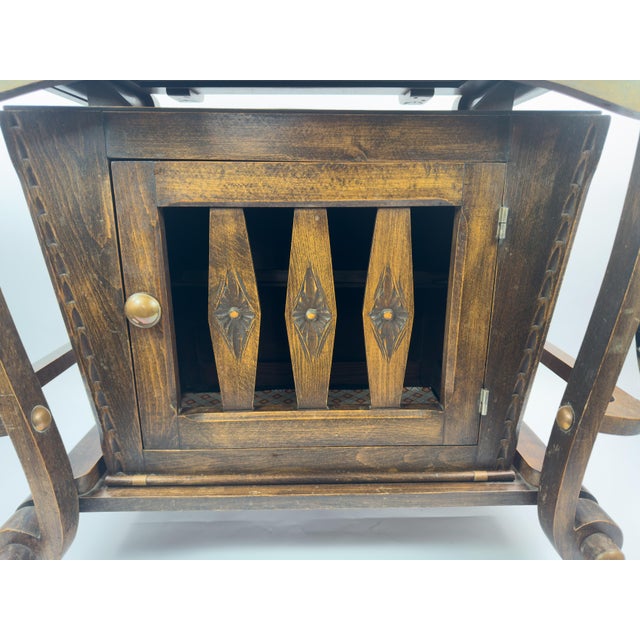 Mid-Century Modern French Vintage Beech Bar Cart With Removable Tray, Mid-20th Century For Sale - Image 3 of 15