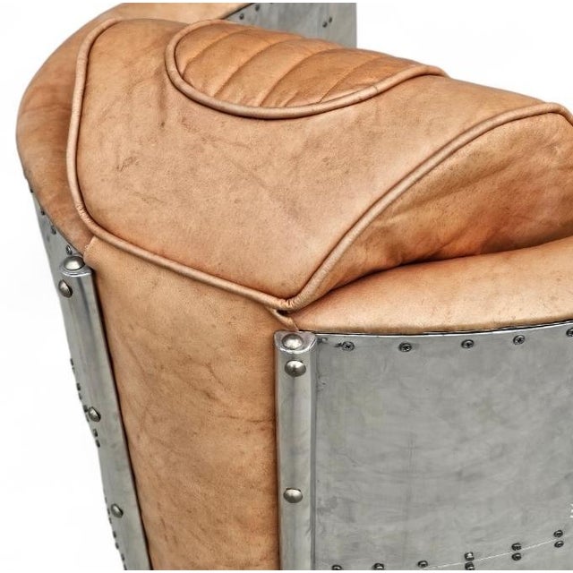 2010s Aviator Club Chair in Brown Distressed leather For Sale - Image 5 of 18