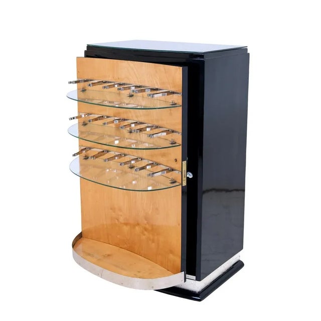 1930s Art Deco French Bar Furniture in Black Lacquer with Revolving Door, 1930s For Sale - Image 5 of 8