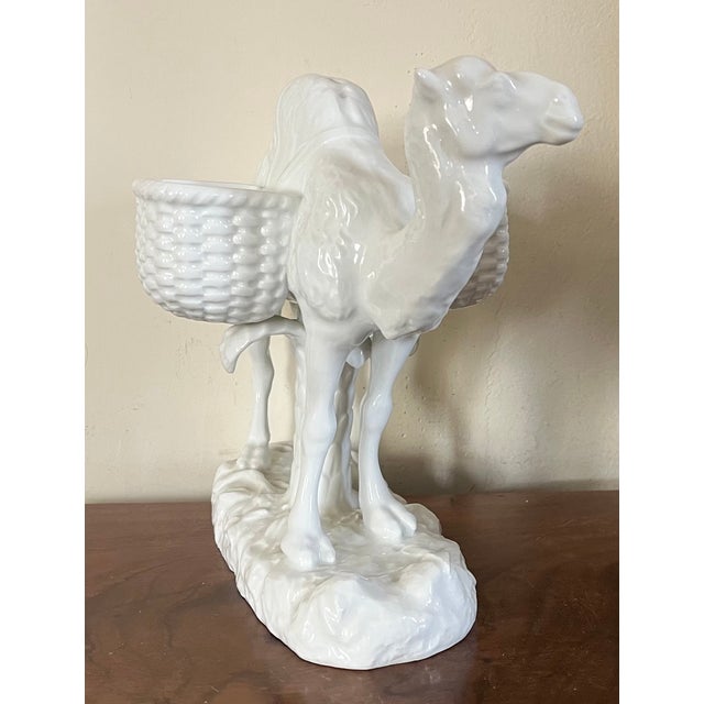 Antique 19th Century Continental Blanc De Chine Porcelain Camel Table Centerpiece Vase With Two Baskets for Flowers For Sale - Image 12 of 18