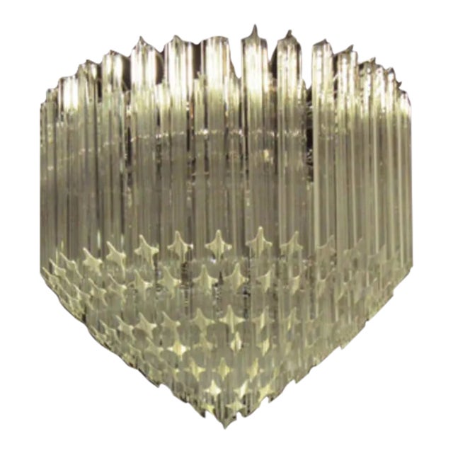 Contemporary Quadriedri Murano Glass Chandelier, 163 Crystal Prisms Quadriedri Scadute For Sale