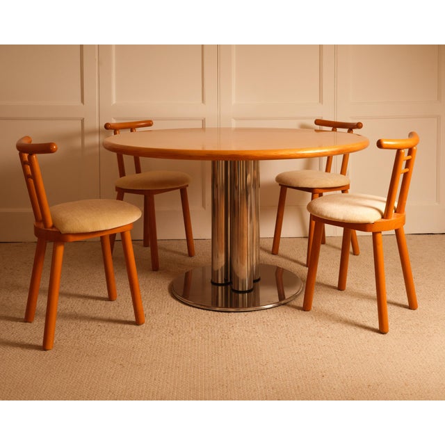 Vintage Italian Circular Dining Table in Wood and Metal, 1970s For Sale - Image 6 of 9