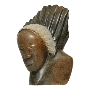 Late 20th Century Modern Bust Shona Stone Sculpture by Locardia Ndandarika
