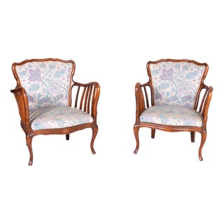 Floral Armchairs, Set of 2 For Sale