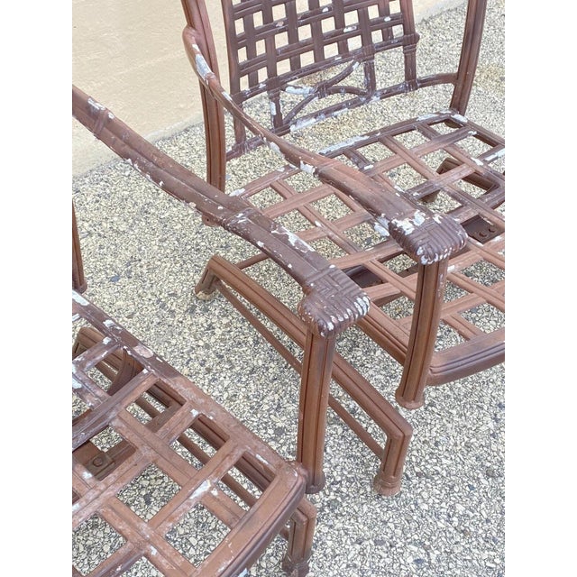 Late 20th Century Cast Aluminum Basket Weave Lattice Patio Outdoor Rocking Lounge Chairs - A Pair For Sale In Philadelphia - Image 6 of 10