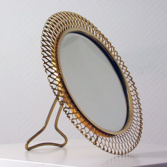 Mid-Century German Brass Vanity Table Mirror from Vereinigte Werkstätten Munich For Sale - Image 5 of 12