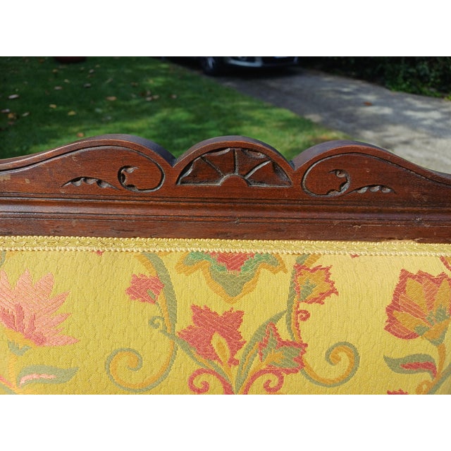 English Walnut Armchairs with Yellow Silk Upholstery, 1830, Set of 2 For Sale - Image 10 of 16