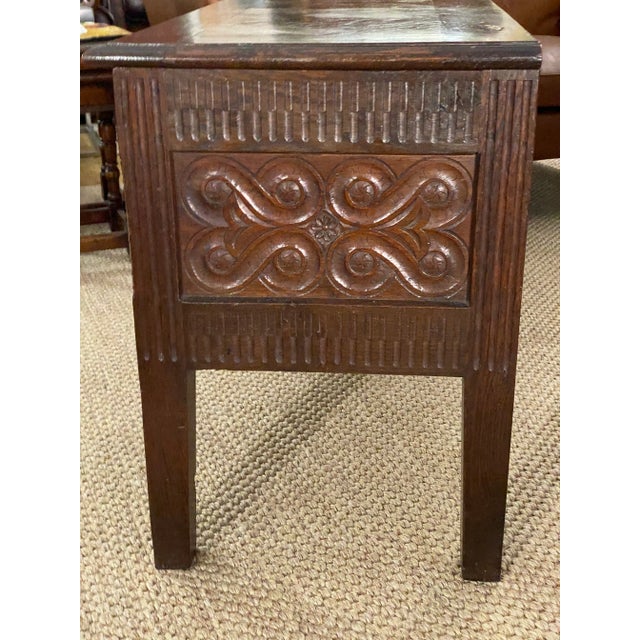 English Antique English Carved Storage Chest with Lift Top For Sale - Image 3 of 13