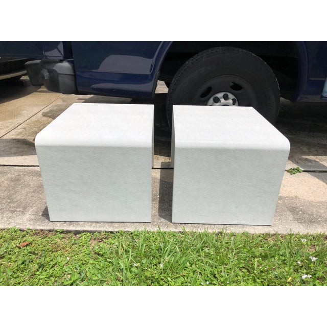 Made Goods 20th Century Modern Made Goods Faux Shagreen Waterfall Side Tables - a Pair For Sale - Image 4 of 8