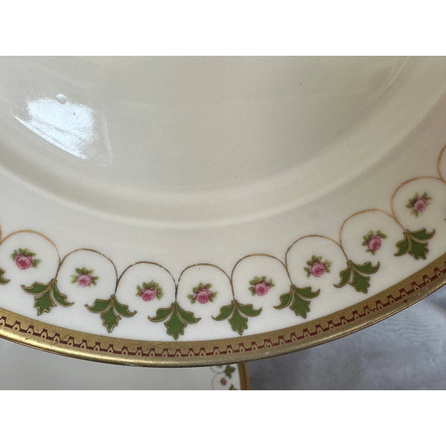 Green Antique Gold Rimmed Luncheon or Brunch Plates Set of 6 For Sale - Image 8 of 12